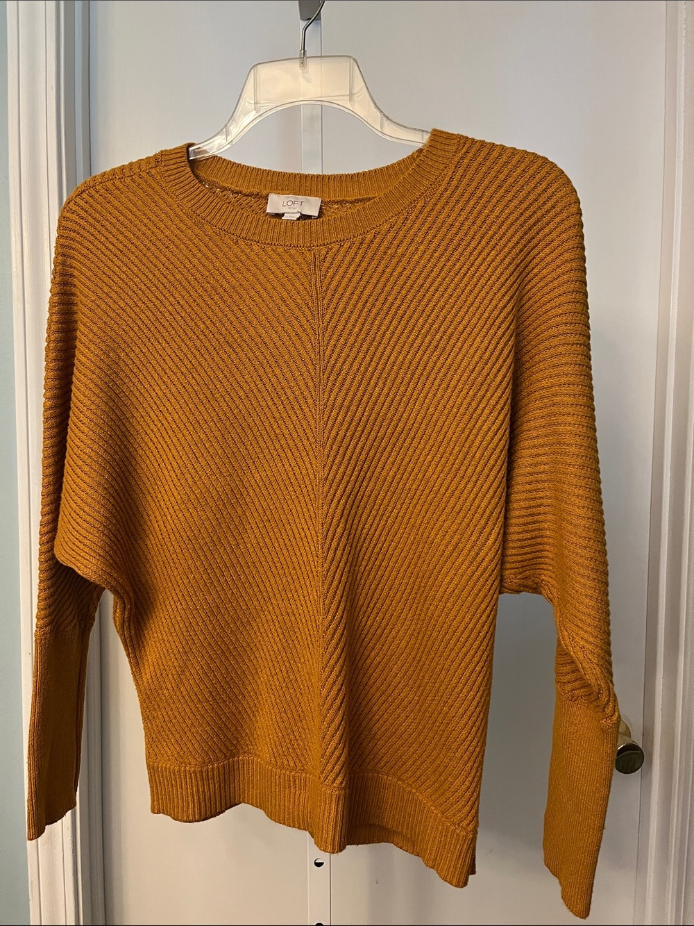 LOFT Golden Mustard Ribbed Crewneck Sweater